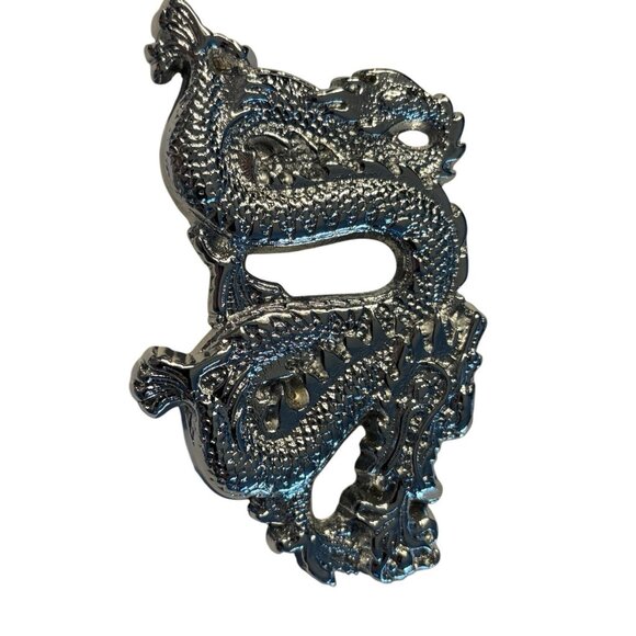 DRAGON FIRE FLAME BREATHING SOLID BRASS CHROME PLATED BARON BELT BUCKLE 1981 - Picture 5 of 16